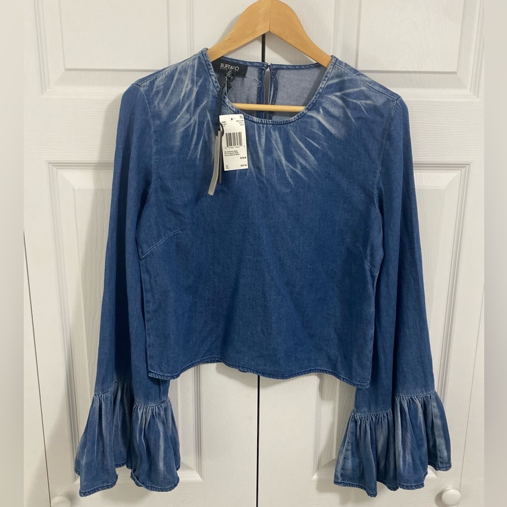 Buffalo David Bitton Denim Flared Sleeve Blouse